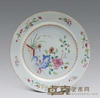 清雍正 粉彩花卉纹盘 口径34.7cm；底径20.6cm